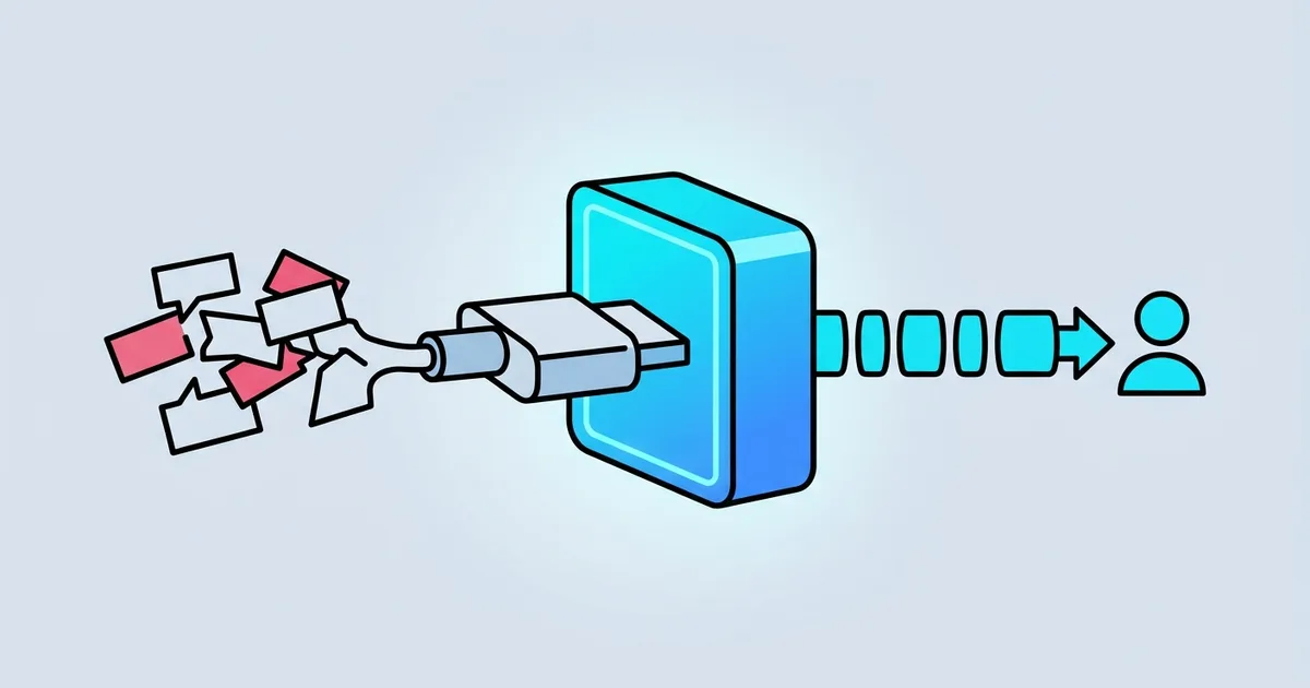 A single Portarus gateway sitting in front of multiple AI agents, filtering and deduplicating every message before it reaches them